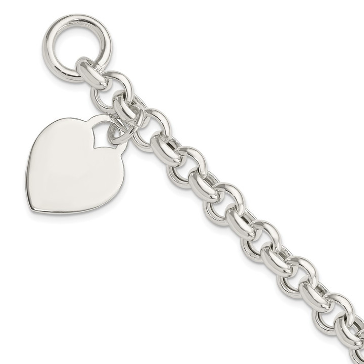 Sterling Silver Engraveable Heart Toggle Bracelet QG3088-7.5