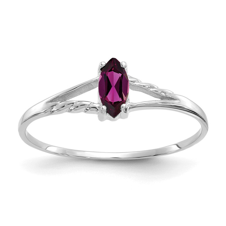 10k White Gold Polished Genuine Rhodolite Garnet Birthstone Ring 10XBR195