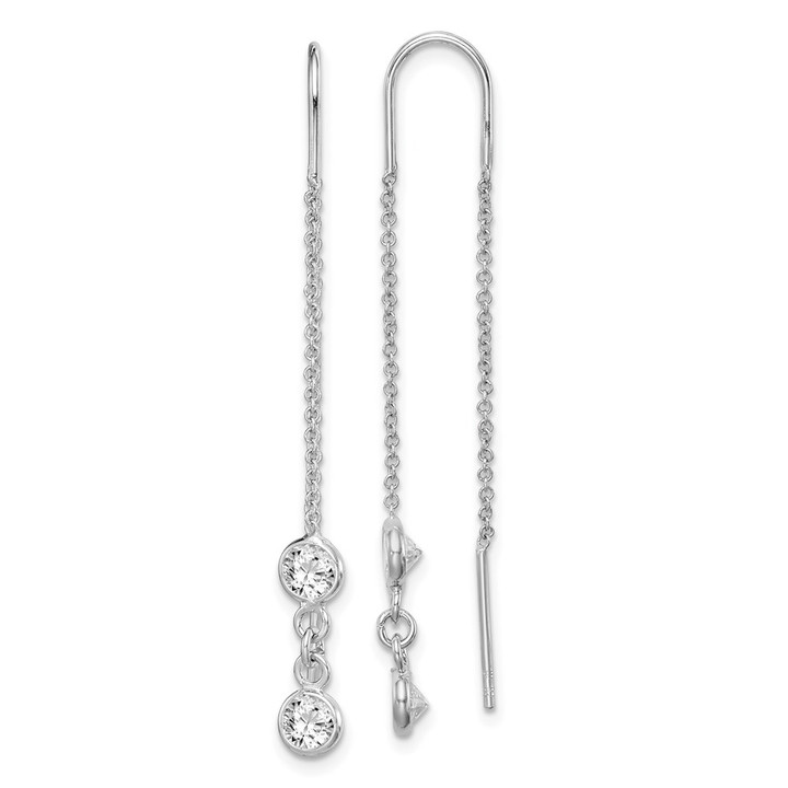 Sterling Silver Rhodium-plated CZ Threader Earrings QE14955