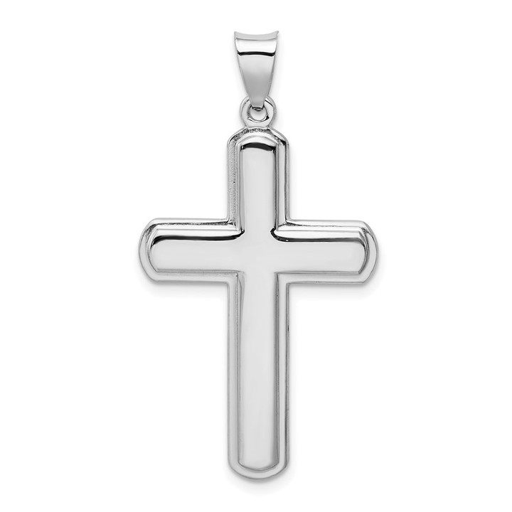 Sterling Silver Rhodium-plated Polished Cross Pendant QC9031