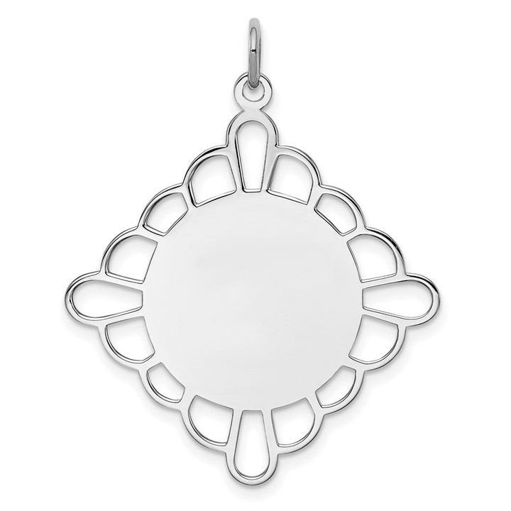 Sterling Silver Rh-plt Engraveable Polished Front/Satin Back Disc Charm QM435/18