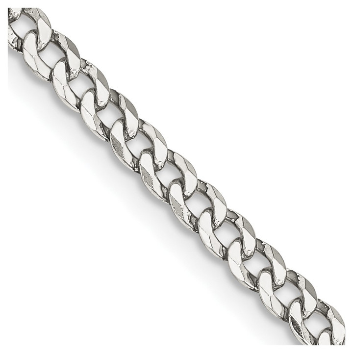 Sterling Silver 3.2mm Beveled Curb Chain QFB080-16