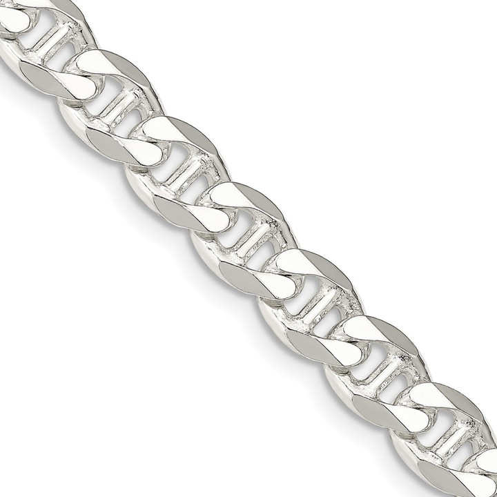 Sterling Silver 8.25mm D/C Flat Anchor Curb Chain QFAN220-22
