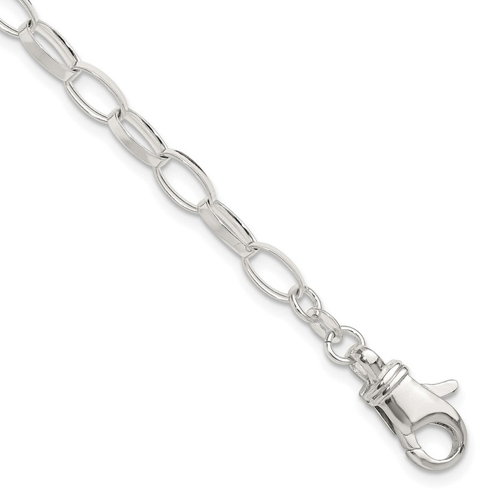 Sterling Silver 9inch Solid Polished Fancy Link Anklet QG1178-9