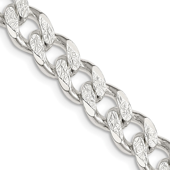 Sterling Silver 9.3mm Pav Curb Chain QCF250-24