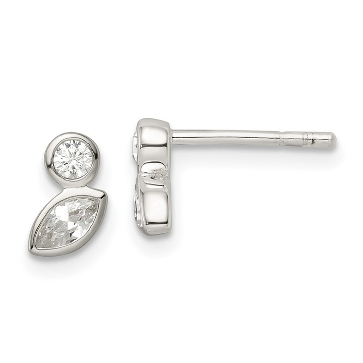 Sterling Silver Polished CZ Post Earrings QE15671
