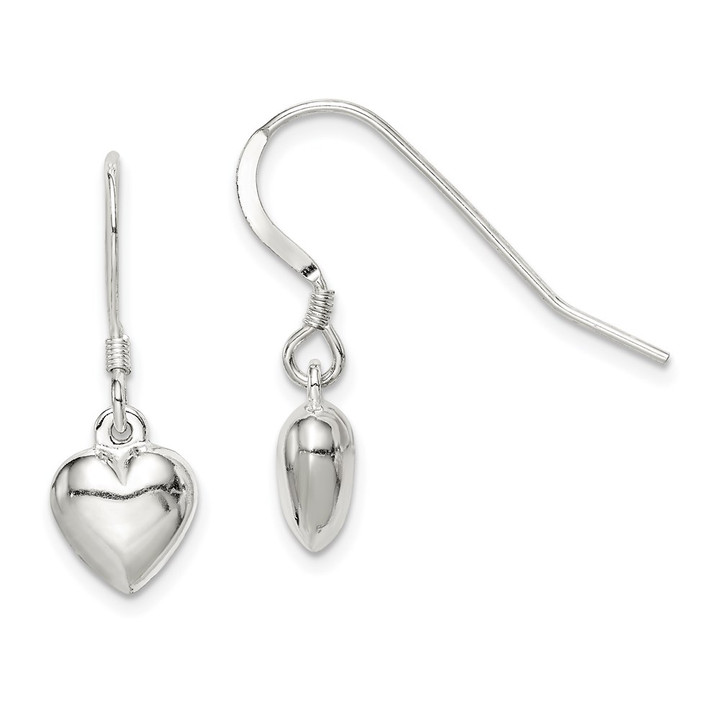 Sterling Silver Heart Dangle Earrings QE4204