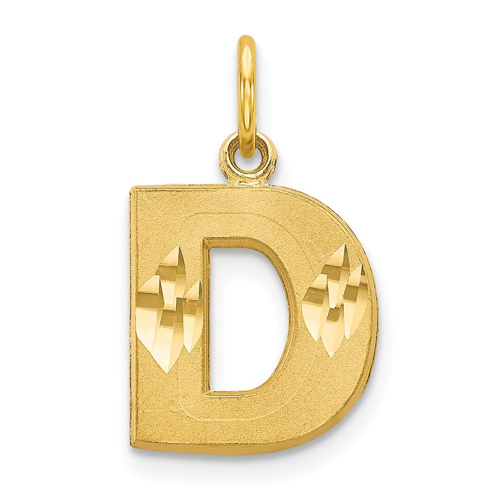 10K Satin Diamond-cut Initial D Charm 10C768D