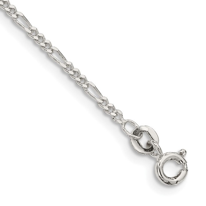 Sterling Silver 1.75mm Figaro Chain Anklet QFG050-9