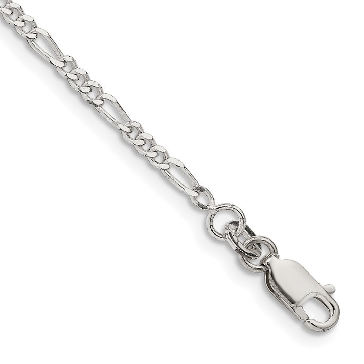 Sterling Silver 2.25mm Figaro Chain Anklet QFG060-9