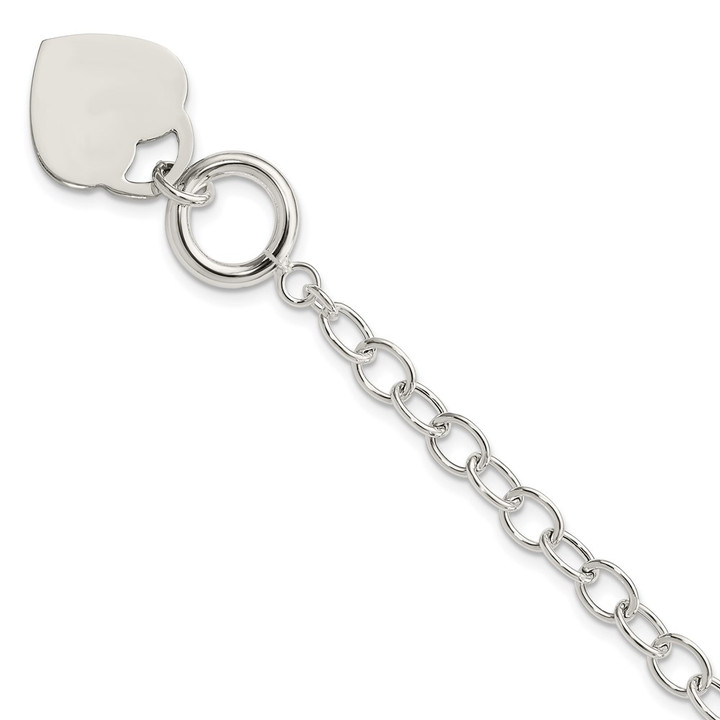 Sterling Silver Oval Link Engraveable Heart Bracelet QG3280-7.5