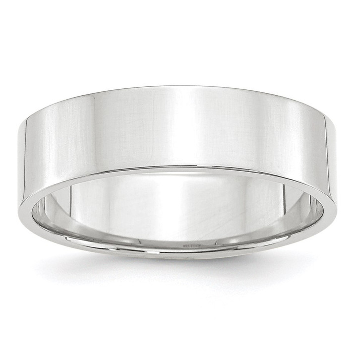 10k White Gold 6mm Lightweight Flat Wedding Band Size 4 1WFLL060-4