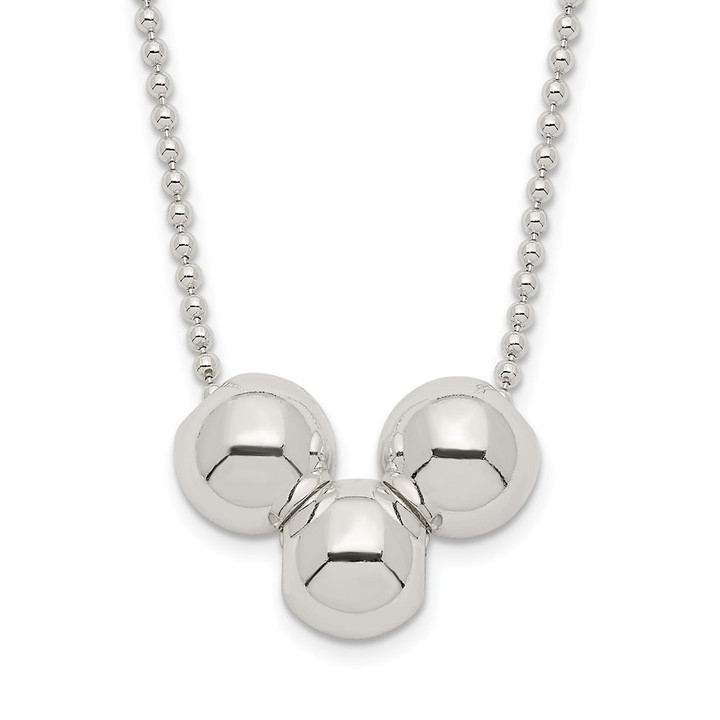 Sterling Silver Polished 3 Bead Necklace QG3119-24