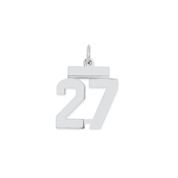 Sterling Silver/Rhodium-plated Polished Number 27 Charm QSS27