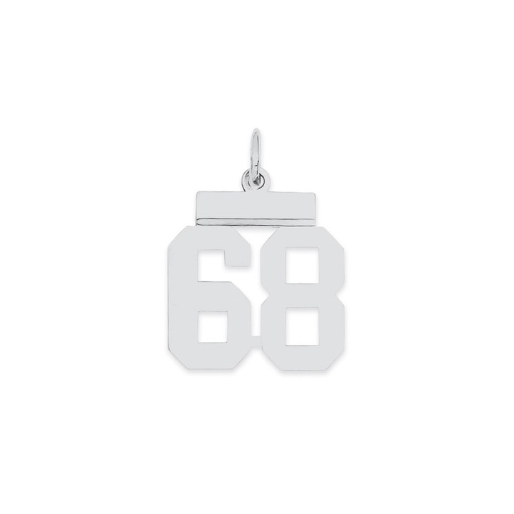 Sterling Silver/Rhodium-plated Polished Number 68 Charm QSS68