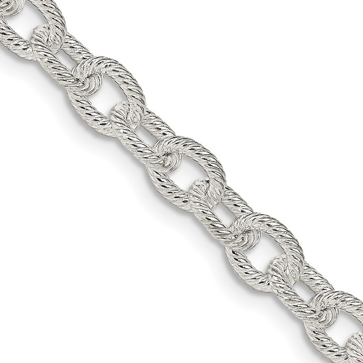 Sterling Silver 6.25mm Fancy Patterned Rolo Chain QFC48-30