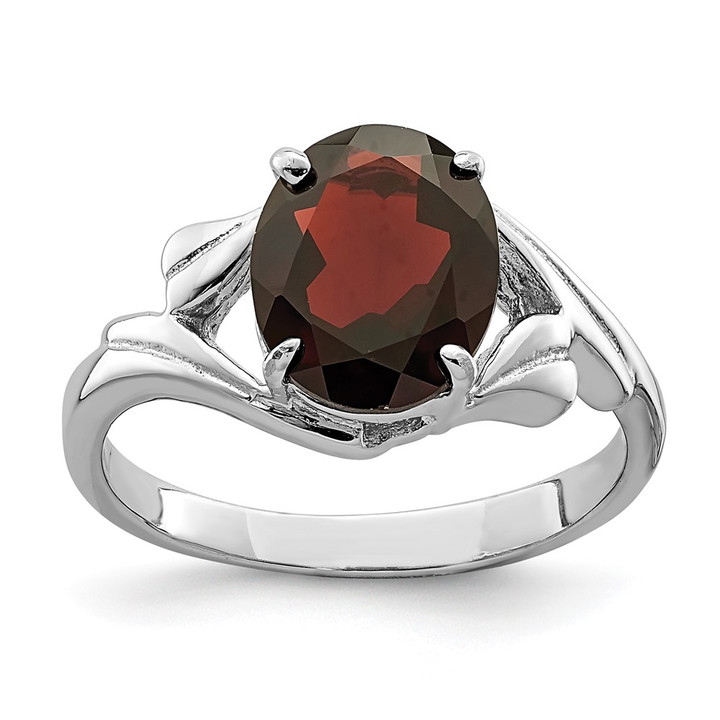 Sterling Silver Rhodium-plated Garnet Ring QR741-6