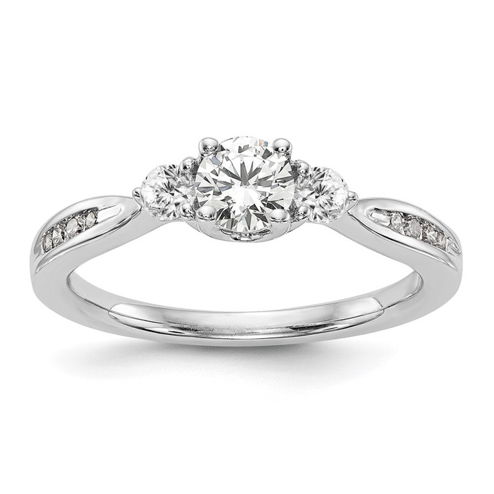 14K White Gold Lab Grown Diamond VS/SI FGH 3-Stone Complete Eng Ring RM2976E-038-7CWLG