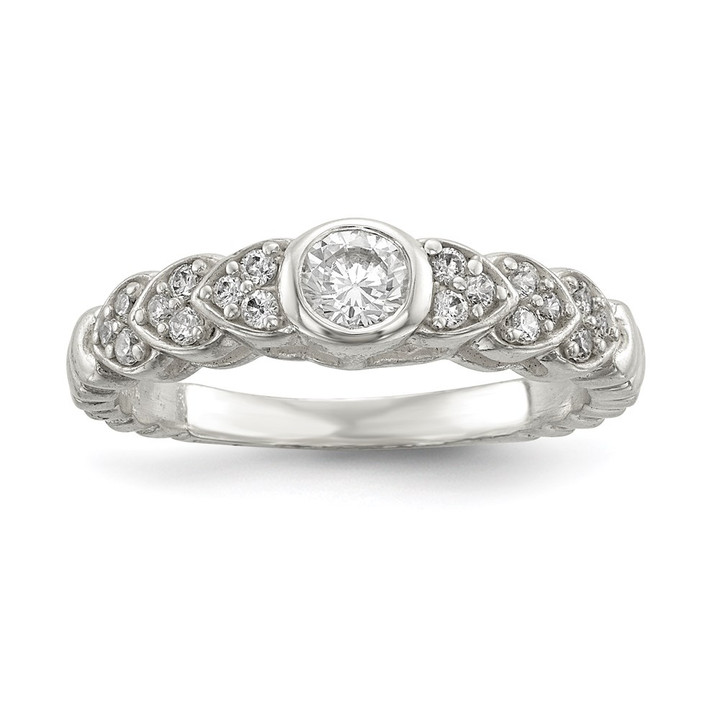 Sterling Silver Polished CZ Fancy Ring QR6638-6
