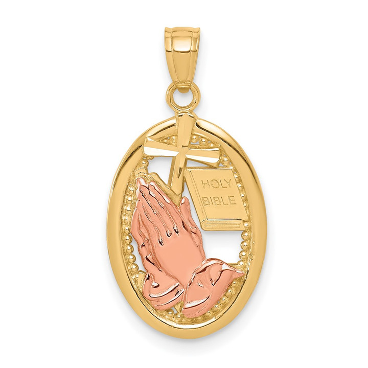 10k Two-tone Praying Hands Pendant 10C1042