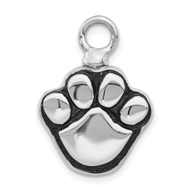 Sterling Silver Rhodium-plated Enameled Paw Ash Holder Bottle Pendant QP5318
