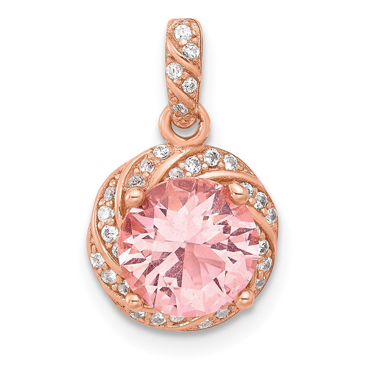 Sterling Silver Rose-tone Crystal Pendant QP5052