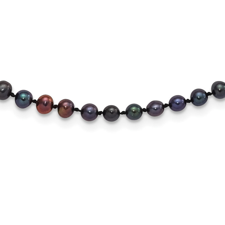 Sterling Silver Rhod-plated 4-5mm Black FWC Pearl Necklace QH5152-24