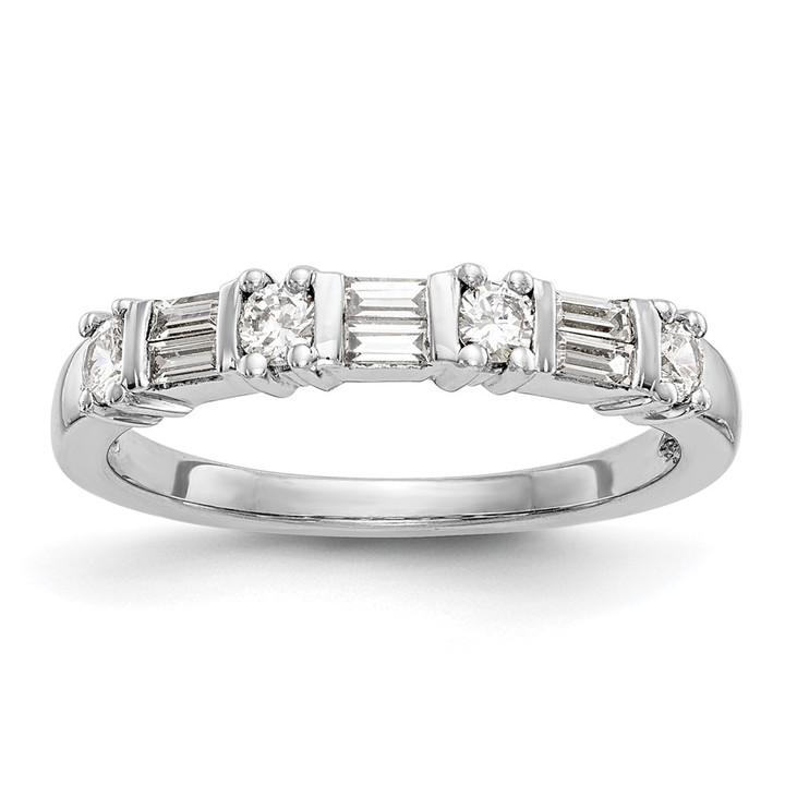 14K White Gold 3/8 carat Baguette/Round Diamond Complete Wedding Band RM3372B-039-WAA