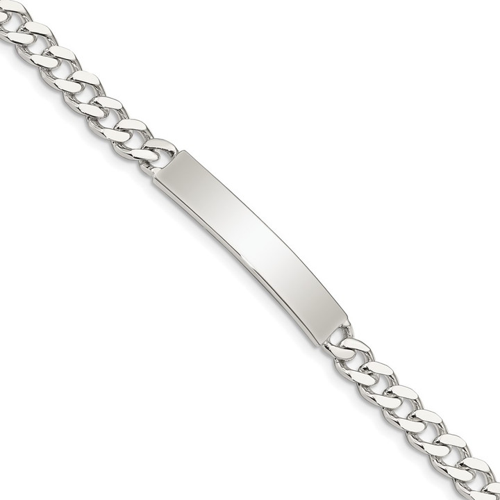 Sterling Silver Polished Engraveable Curb Link ID Bracelet QID132-7