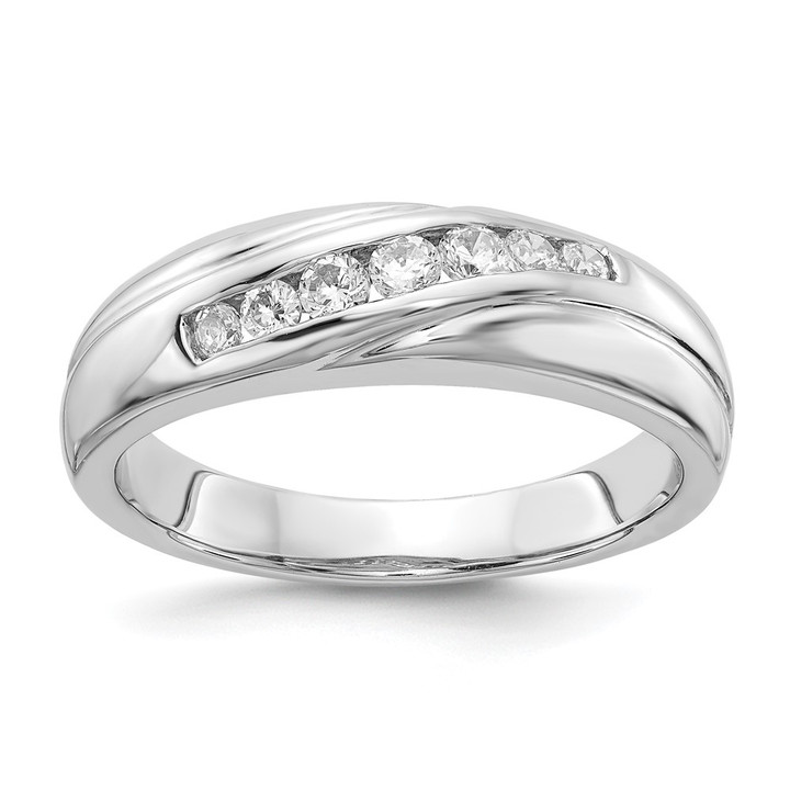 14k White Gold 7-stone Diamond Mens Ring RM5801-033-WA