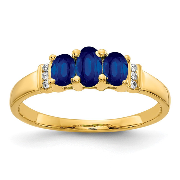 10k Polished Triple Sapphire and Diamond 3-stone Ring RM5764-SA-003-1YA
