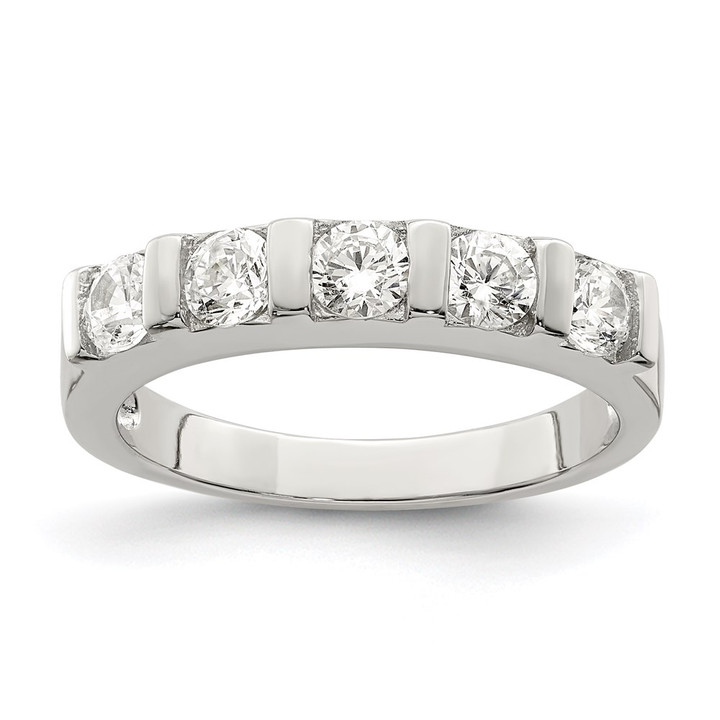 Sterling Silver Rhodium-plated CZ 5-Stone Ring QR1301-6