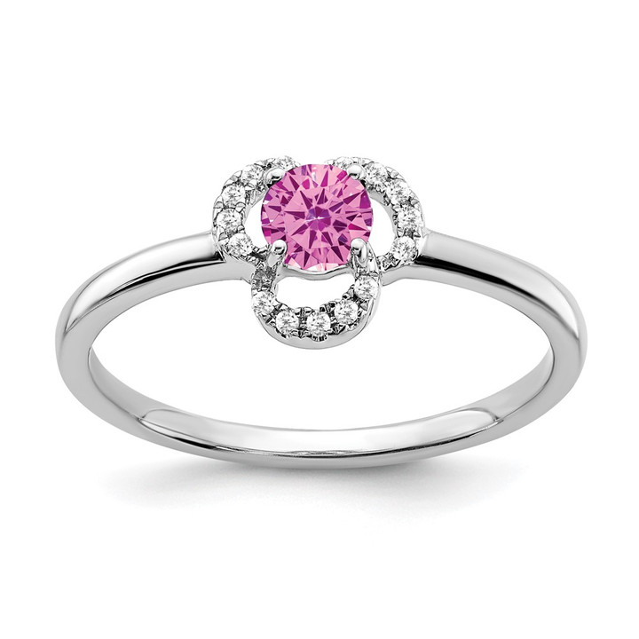 10k White Gold Created Pink Sapphire and Diamond Ring RM3578-CPS-006-1WA