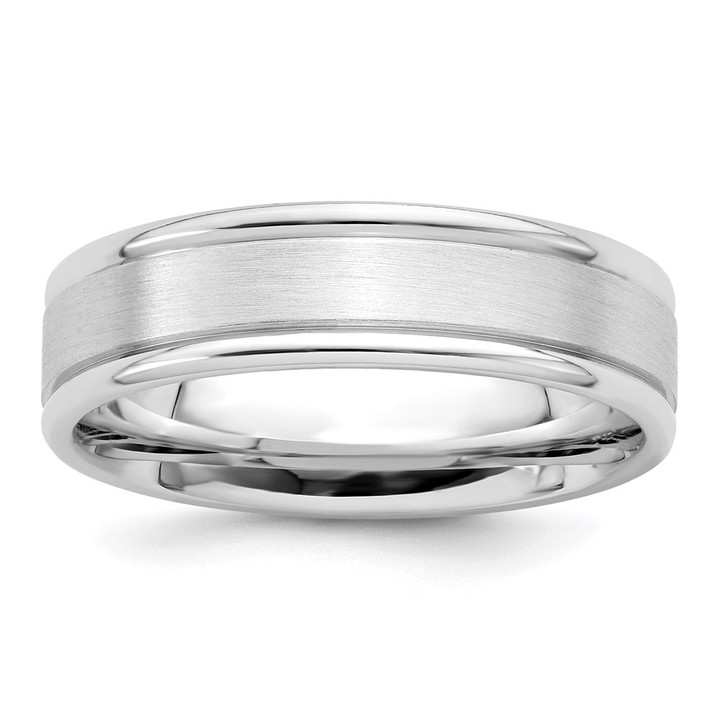 Sterling Silver Rhodium-plated 6mm Brushed Fancy Band Size 9.5 QWB119BRH-9.5