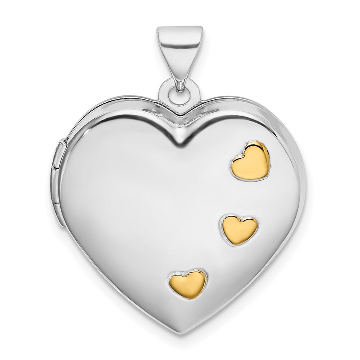 Sterling Silver Rhodium-plated w/Gold-plating Heart Locket QLS674