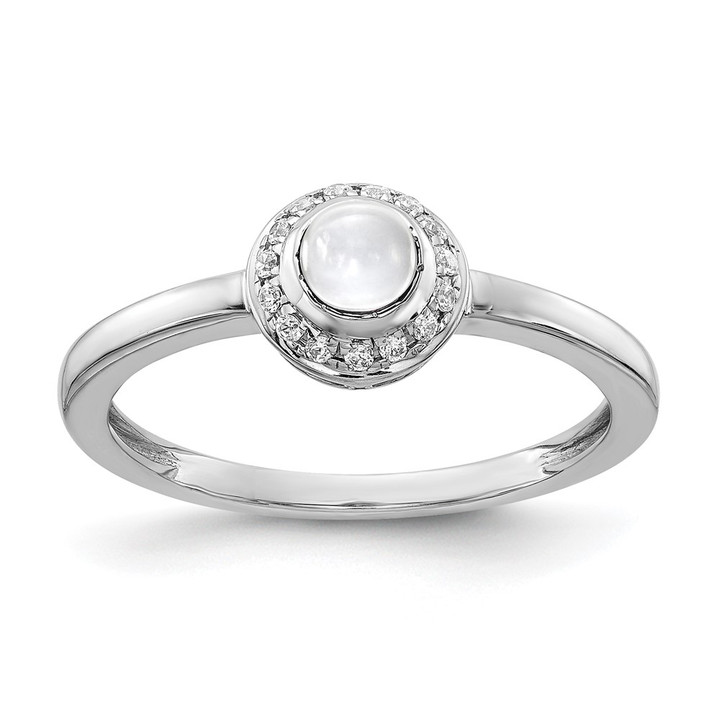 14k White Gold Diamond and Cabochon White Topaz Ring RM4030-WT-025-WA