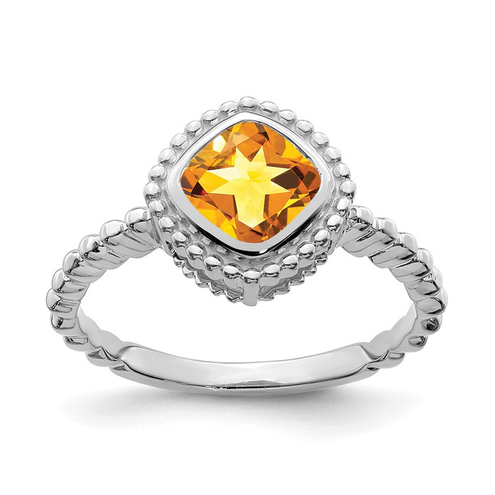 14k White Gold Cushion Citrine Ring RM7201-CI-W