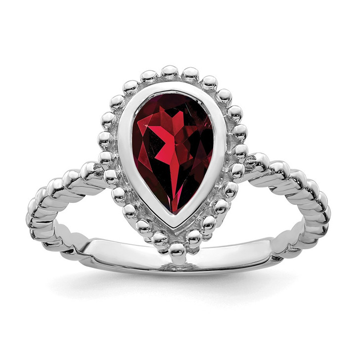 14k White Gold Pear Garnet Ring RM7203-GA-W