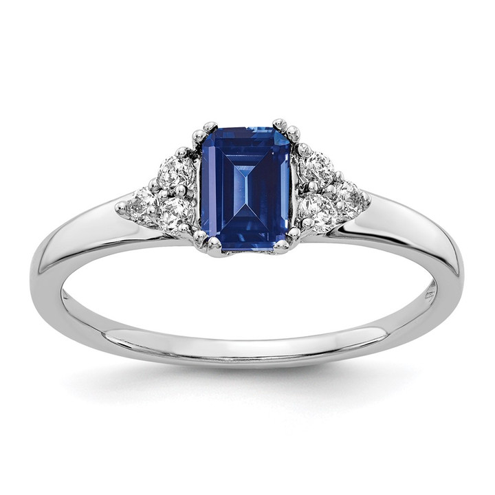 14K White Gold Lab Grown VS/SI FGH Dia and Created Sapphire Ring RM5767-CSA-016-WLG