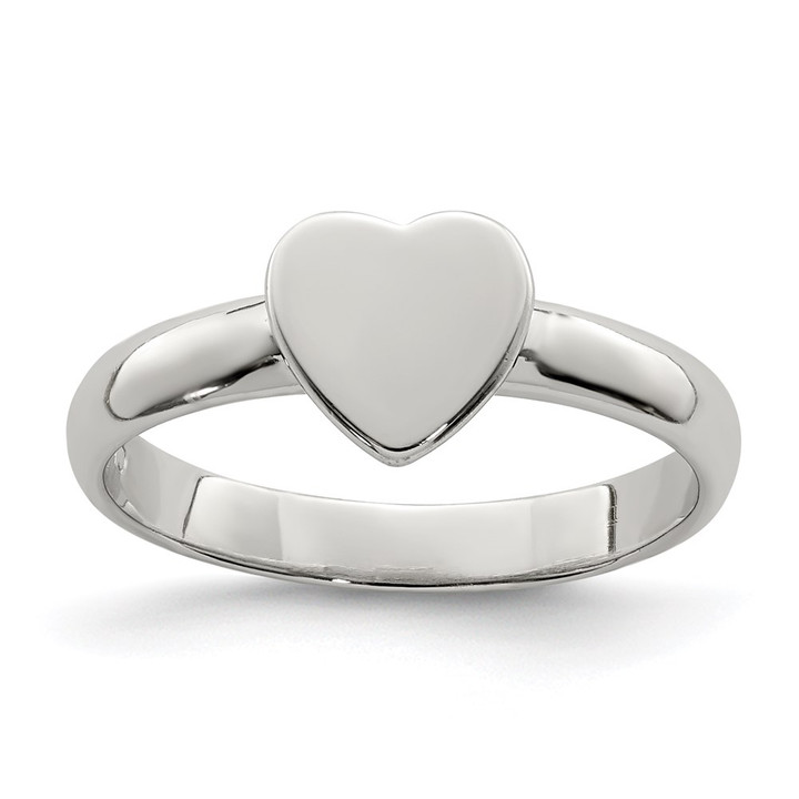 Sterling Silver Rhodium-plated Polished Heart Children's Ring QR4459-3