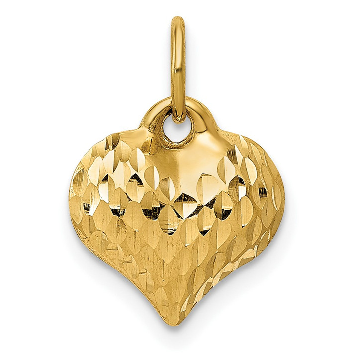 10K Polished & Textured 3-D Heart Pendant 10D2887