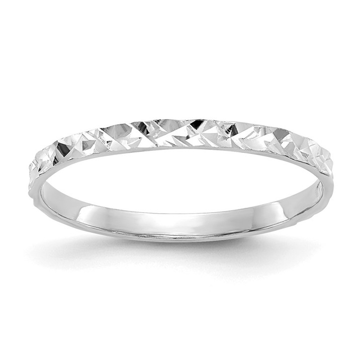 14K White Gold Diamond-cut Design Band Childs Ring R534W