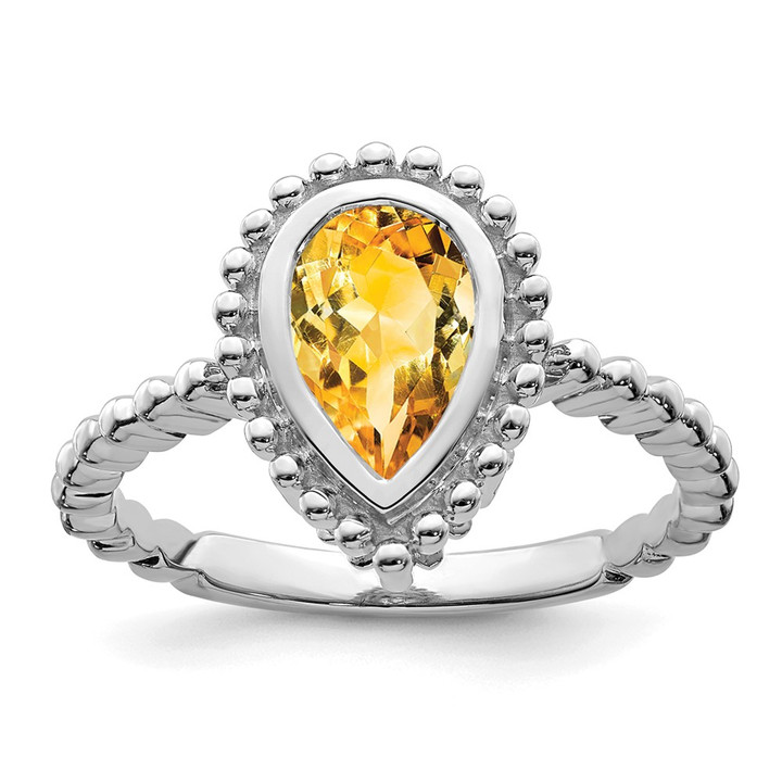 14k White Gold Pear Citrine Ring RM7203-CI-W