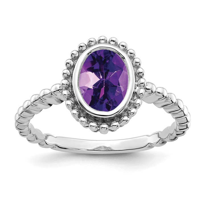 10k White Gold Oval Amethyst Ring RM7202-AM-1W