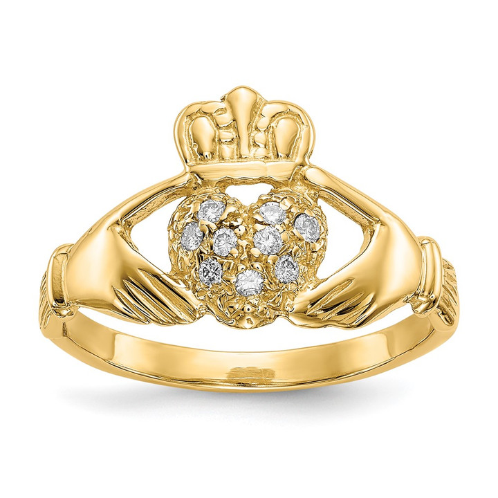 10K 1/10ct AA Diamond Claddagh Ring 10Y6307AA