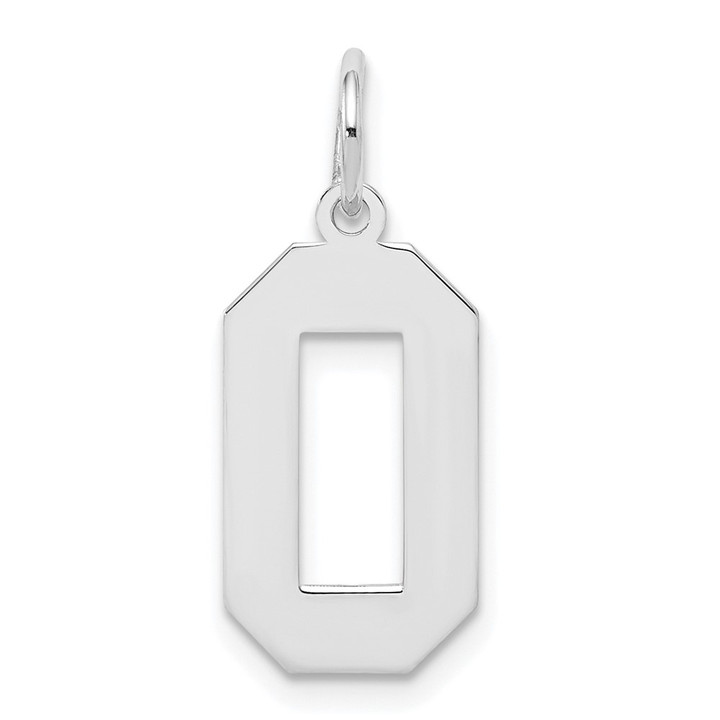 Sterling Silver/Rhodium-plated Polished Number 0 Charm QMS00