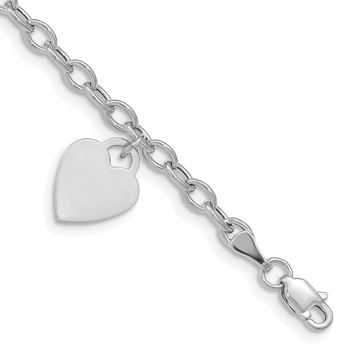 14k White Gold Dangle Heart Bracelet SF1823-8.5