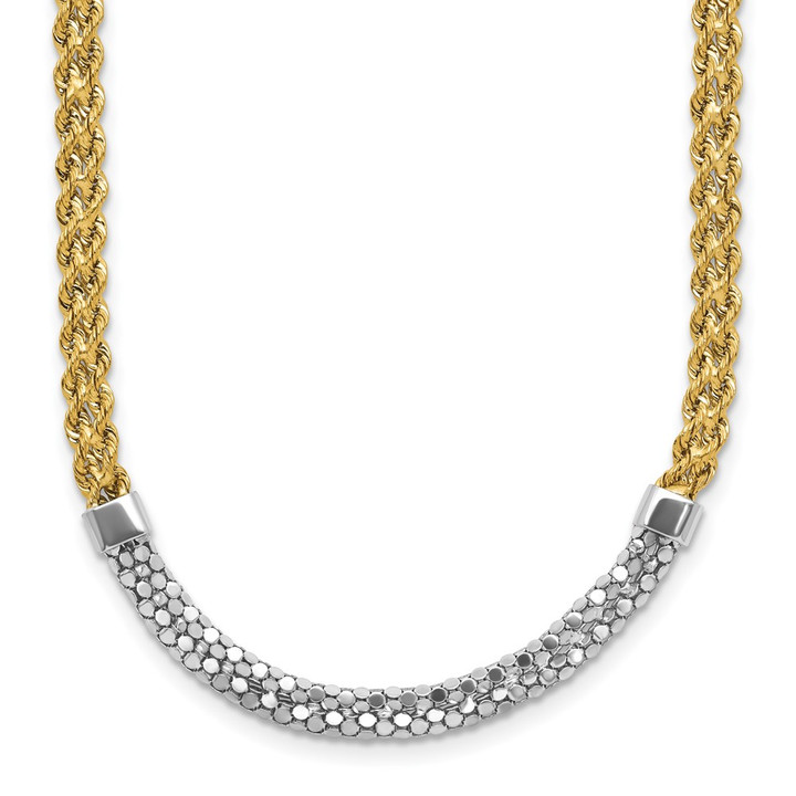 14K & White Rhodium D/C Twisted Fancy Necklace SF2816-18