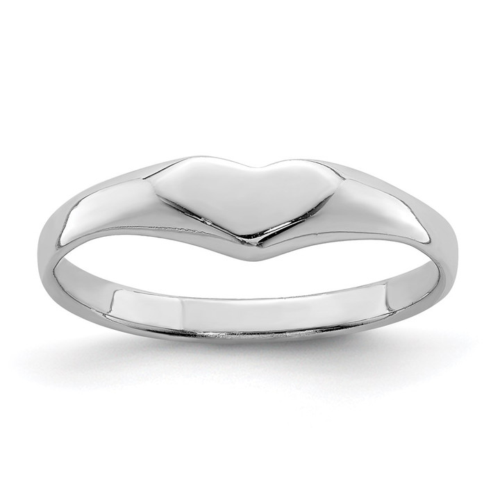 Sterling Silver RH-plated Polished Elongated Heart Children's Ring QR5966-4