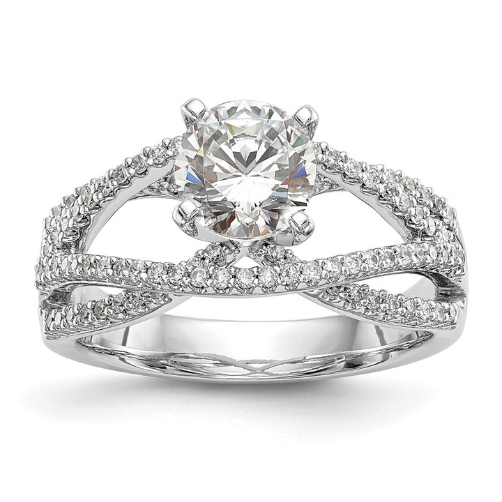 14k White Gold Criss-Cross Peg Set 3/8 carat Diamond Semi-mount Engagement Ring RM2551E-039-WAA